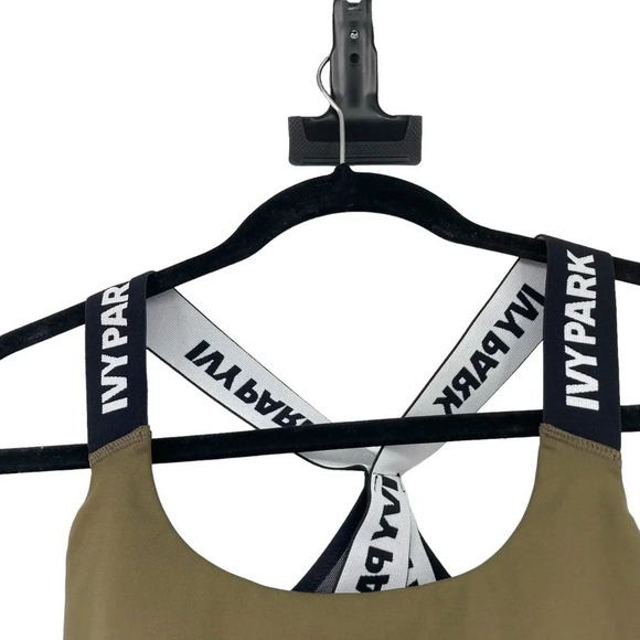 Ivy Park Olive Green Logo‎ Band Racerback Sports Bra Size Small - Picture 3 of 7